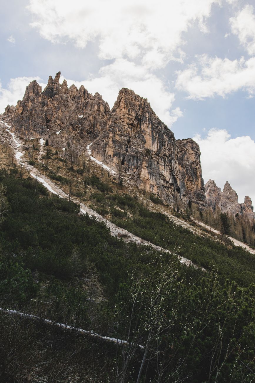 Dolomites peak at dusk